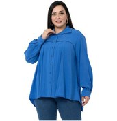 Resim Büyük Beden Göğüs Detaylı Kol Ağzı Ve Sırtı Pileli İndigo Gömlek-indigo İndigo 