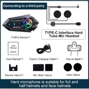 Resim Kebidumei Y12 Pro Motosiklet Kask Interkom Bluetooth Kulaklık 500 M Kablosuz Hard Mic 