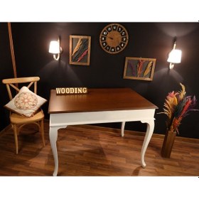 Resim Wooding-Mobilya Wooding 100 Cm Masif Beyaz Ceviz Yemek Masası 