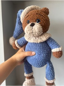 Resim UrazTasarım Sevimli Büyük Amigurumi Oyuncak, Amigurumi Pijamalı Ayıcık, Amigurumi Şapkalı Ayıcık, Hediyelik 