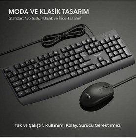 Resim Philips SPT6237 Kablolu Türkçe Q Klavye ve Mouse Seti Siyah 