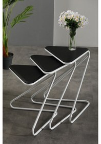 Resim Faymend Bumerang 3lü Set Sehpa 'beyaz Siyah' Beyaz Siyah 