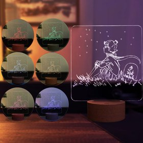 Resim Küçük Prens ve Yıldızlar Figürlü Dekoratif Hediye Led Masa Lambası | BYLAMP 