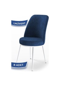 Resim Canisa Concept Dexa Serisi, Üst Kalite Yemek Odası Sandalyesi, Metal Beyaz Iskeletli, 8 Lacivert Adet Lacivert, Metal 