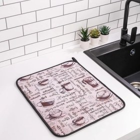 Resim Lidyahan Store Bulaşık Kurutma Matı Kurulama Bezi Örtüsü Tezgah Üstü Ped Mutfak Bulaşıklık Yıkanabilir 45X36 cm 
