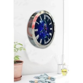 Resim Bahat Krom Çerçeveli Salon Ofis Duvar Saati 36 cm 