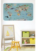 Resim Eğitici Dünya Haritası Dünya Atlası Çocuk Ve Bebek Odası Duvar Sticker-60x105-3771 - Renkli Çok Renkli 