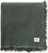 Resim Cigit Dört Kat Püsküllü Battaniye 80x120 Cm Haki Yeşili Haki 