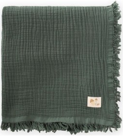 Resim Cigit Dört Kat Püsküllü Battaniye 80x120 Cm Haki Yeşili Haki 