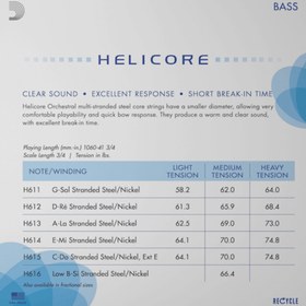 Resim D'Addario H610 Helicore 3/4 Kontrbas Teli 