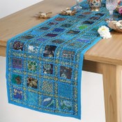 Resim 1 Adet Vintage Tarzı Rajasthani Yama İşlemeli Masa Koşucusu - Dekoratif Lüks Kahve Masası Altlığı El Nakışlı Hipi Dekoru 33.02x121.92 cm / 33.02x182.88 cm / 33.02x274.32 cm 