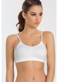 Resim Miss Fit Ince Askılı Büstiyer Sıfır Kol Pedli Seamless Beyaz L-X 