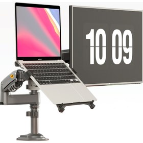 Resim NB H180-FP Çift Kol Amortisörlü Monitör Tutucu ve 10"-17" Laptop Standı 