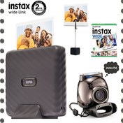Resim Fujifilm Instax Wide Link Gri Akıllı Telefon Yazıcısı ve Pal Metal Siyah Dijital Kamera Seti 