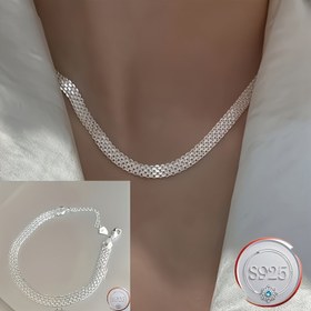 Resim 2 adet Zarif 925 Gümüş Dantel Zincir Kolye ve Bileklik Seti - Günlük Giyim, Partiler ve Özel Günler için Şık Minimalist Takı, Mükemmel Sevgililer Günü veya Anneler Günü Hediyesi, Parti Aksesuarları | Dantel Zincir Tasarımı | Dayanıklı Takı 