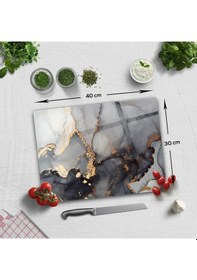 Resim Decorita Cam Kesme Tahtası | Stark Mermer Görünümlü | 30cm x 40cm 