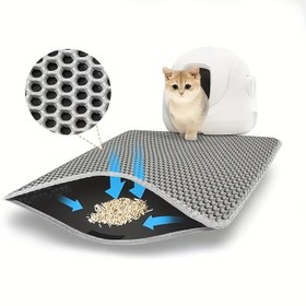 Resim Çift Katmanlı Kedi Kumu Matı, Yıkanabilir Sıçramaya Karşı Koruyucu EVA Tutucu Mat, Kaymaz Dağılma Kontrol Kutusu Matı 