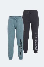 Resim Slazenger LANEY 2 Lİ SET Erkek Çocuk Cepli Koyu Gri - Mavi Eşofman Altı 
