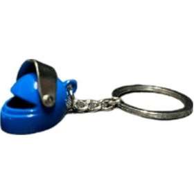 Resim Kask Anahtarlık Metal Mavi 