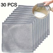 Resim 30'lu Mikrofiber Çelik Tel Ovmalı Pedler - Çift Taraflı, Yeniden Kullanılabilir Sabun Tasarruf Pedleri, Mutfak, Oluklu Bulaşık Yıkama, Mutfak Araçları ve Pişirme Malzemesi Temizliği 