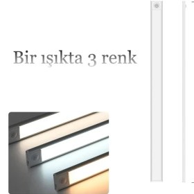Resim 60 cm Gece Lambası USB Şarj Edilen Hareket Sensörlü Kitap Okuma Mutfak Dolabı Yatak Odası Gardırop 