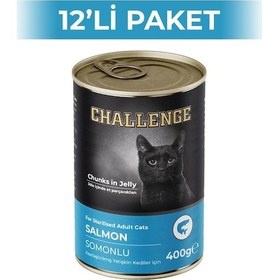 Resim Challenge Somon Balıklı Kısırlaştırılmış Yetişkin Kedi Konservesi 12 x 400 G 