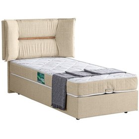 Resim Setaymobilya Baza, Lizbon Tek Kişilik Baza + Başlık + Comfort Yatak, Krem 