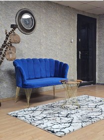 Resim Zafir İkili Gold Kaplama Tel Ayak Papatya Çay Seti Koltuk Takımı , Balkon, Salon, Ofis, Cafe Koltuk Takımı Mavi 