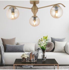 Resim Diaspor 3'lü Eskitme Bal Camlı Modern Plafonyer Genç Odası Yatak Odası Retro Salon Avize Eskitme 