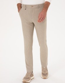 Resim Cacharel Bej Slim Fit Yün Karışımlı Kanvas Pantolon 