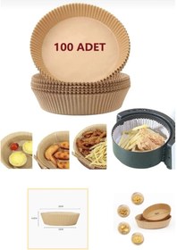Resim Hilamingo Home 100 Adet Yuvarlak Model Airfryer Pişirme Kağıdı Hijyenik Yağlı Kağıt Havalı Fritöz Pişirme Kağıdı 