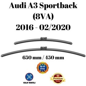 Resim Audi A3 Sportback 8va 2016 2017 2018 2019 2020 Uyumlu Ön Cam Muz Tipi Silecek Süpürgesi Seti 650/450mm Silbak 