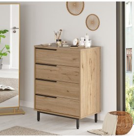 Resim Yurudesign Ocean Şifonyer 4 Çekmece Metal Ayaklı Sepet On17-s 