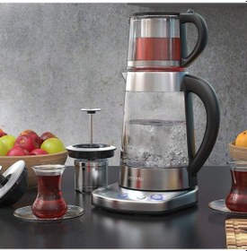 Resim Sıcaklık Ayarlı Cam Su Isıtıcısı Ve Çaydanlık Aparatı - 1,7 Lıtre,2400w,paslanmaz Çelik 