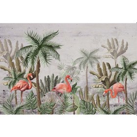 Resim Flamingolar Ve Tropikal Yapraklar Duvar Kağıdı (360364412) 