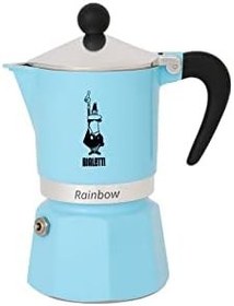 Resim Bialetti - Rainbow: 3 Cups Ocak Üstü Espresso Pişirici - 130ml - Açık Mavi Renk - Alüminyum Gövde - Patentli Güvenlik Valfi - Tüm Ocak Türleri İçin Uygundur (İndüksiyon Hariç) 