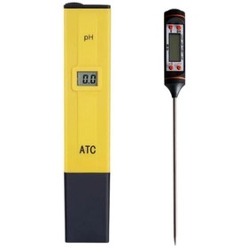 Resim Unichrome Termometreli Dijital Ph Metre Su Sıvı Akvaryum Ph Ölçer 2 Adet Pil Kap 2 Kalibrasyon Çözeltisi 