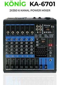Resim König Ka-6701 2x350w Usb-bt 700 Watt 6 Kanal Power Mixer 