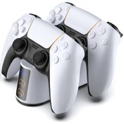 Resim Cbtx Sony Uyumlu Ps5 Oyun Denetleyicisi İçin Dsp-828 Çift Şarj Cihazı Led Işık Hızlı Şarj İstasyonu 