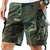 Resim Erkek Casual Kamuflaj Kargo Şortları - Çoklu Cep, Bol Kesim, Orta Bel, Esnemez Kumaş, Yürüyüş ve Açık Hava Aktiviteleri için İdeal, Yazın Temel|Casual Stil|Çoklu Cep Şortları 