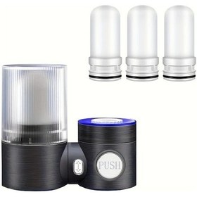 Resim Honeybeeshop Siyah Ev Kullanımı İçin 3 Filtre Kartuşlu Su Arıtıcı Klor Kireç Koku Partikül Azaltır Çift Çıkış 