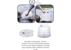 Resim Svein #bidon Kamp Karavan Piknik Dağcılık Katlanır Su Bidonu 10 Litre Musluklu Akordiyon Su Deposu Bpa Free Taşınabilir Su Tankı Araç Bagajı Outdoor Acil Durum Kamping Su Saklama Taşıma Bidonu 