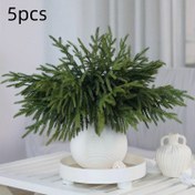 Resim 5 Adet Gerçekçi Suni Çam Dalları - Plastik Sedir Dalları DIY Noel Çelenkleri, Toplantı Dekoru, Kapak Dahil Değil - Tatil Dekorasyonları için Coşkulu Ev Aksesuarları 