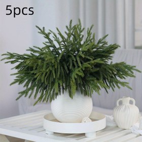 Resim 5 Adet Gerçekçi Suni Çam Dalları - Plastik Sedir Dalları DIY Noel Çelenkleri, Toplantı Dekoru, Kapak Dahil Değil - Tatil Dekorasyonları için Coşkulu Ev Aksesuarları 