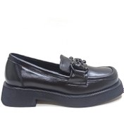 Resim ALBİNİ SİYAH DERİ KADIN LOAFER AYAKKABI 