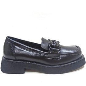 Resim ALBİNİ SİYAH DERİ KADIN LOAFER AYAKKABI 