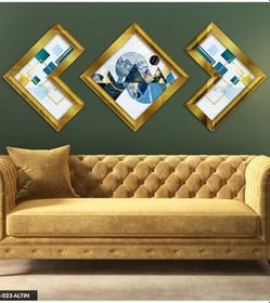 Resim Soyut Dağlar Gold Pleksi Aynalı Çerçeveli Tablo 