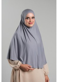Resim Hürrem Bone Gri Pratik Hazır Geçmeli Tesettür Eşarp Viskon Pratik Namaz Örtüsü 2201 15 Gri 