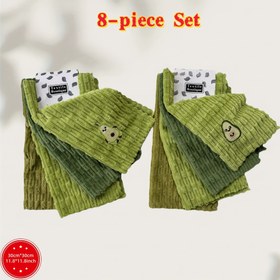 Resim 8 Parça Avokado Desenli Bulaşık Bezi Seti, Çeşitli Renkler, Hızlı Kuruyan Emici Temizlik Bezleri, Yumuşak ve Nefes Alabilir Kalınlaştırılmış 30cm x 30cm Ekstra Büyük Mutfak Havluları, Banyo El Havlaları, Ultra Yumuşak Yüz Havluları, Araba Temizleme Bezleri, Masa Üstü Silme Mendilleri, Isıya Dayanıklı Servis Peçeteleri, Çok Amaçlı Çoklu Kullanım Kumaşı 