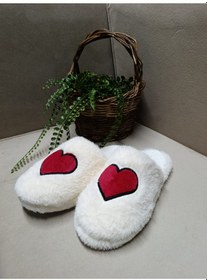 Resim Sisus Kadın Eva Ev Terliği Beyaz-kırmızı 